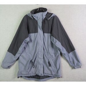 California Outerwear‎ Mens Jacket Medium Blue Black Colorblock Full Zip Hooded